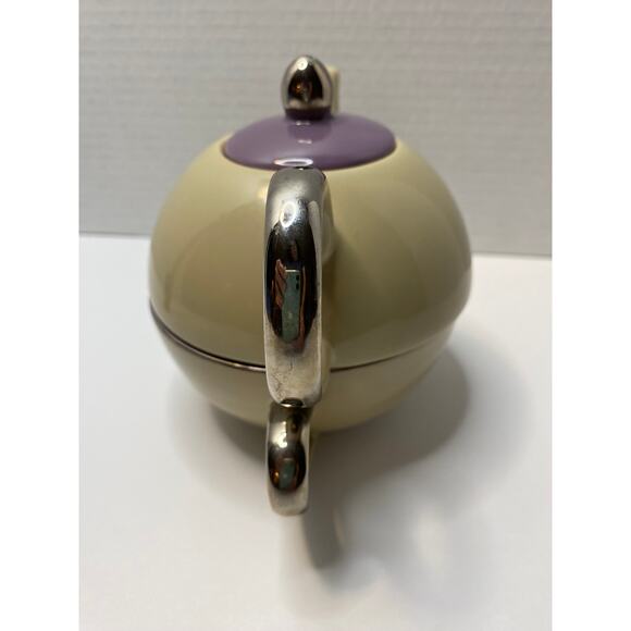 Porcelain Tea Mixed Colors Tan & Purple Glazed Teapot Teacup - Picture 4 of 8